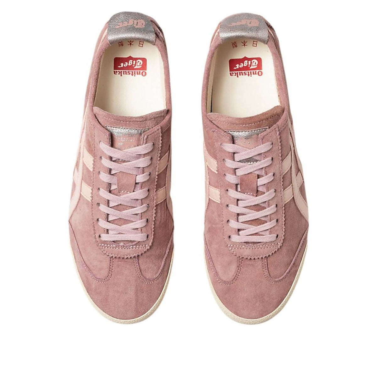 Onitsuka Tiger Mexico 66 Deluxe NM Sakuragai bovenaanzicht beide schoenen, vetersluiting zichtbaar