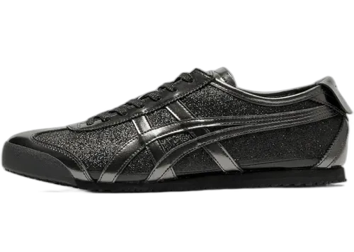 Onitsuka Tiger Mexico 66 Glitter Pack Black Gunmetal, zijaanzicht met glitterend materiaal en metallic strepen