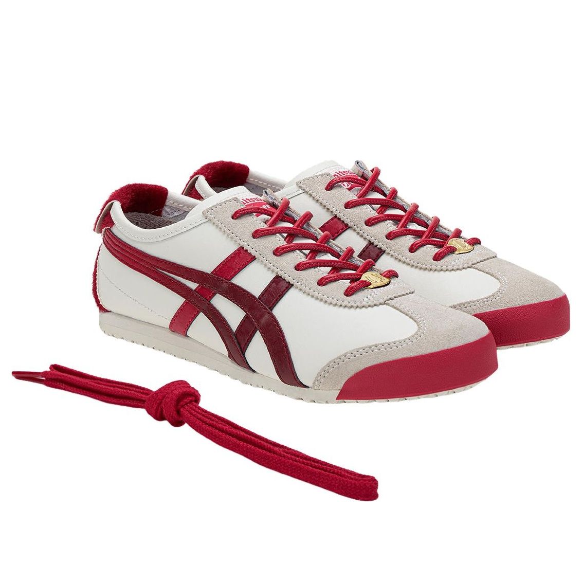 Onitsuka Tiger Mexico 66 Year of the Horse, paar samen met rode veters en gouden accent op de zool