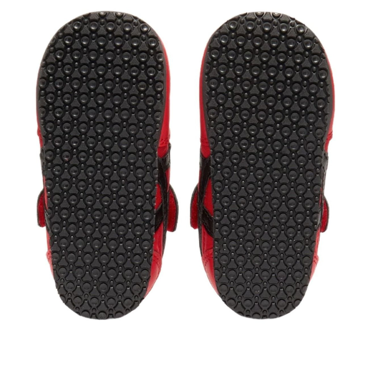 Onitsuka Tiger Serrano Classic Red Black (TD) zoolprofiel, zwarte rubber zool met noopdruk en rode rand