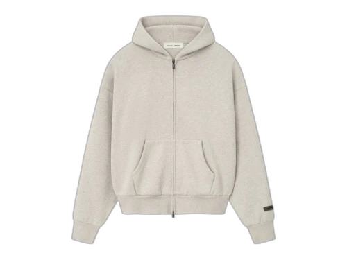 Fear of God Essentials Classic Fleece Zip-Up Hoodie Heather Stone