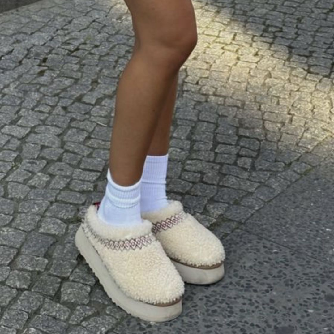 UGGS TAZZ SLIPPER HERITAGE BRAID NATURAL
