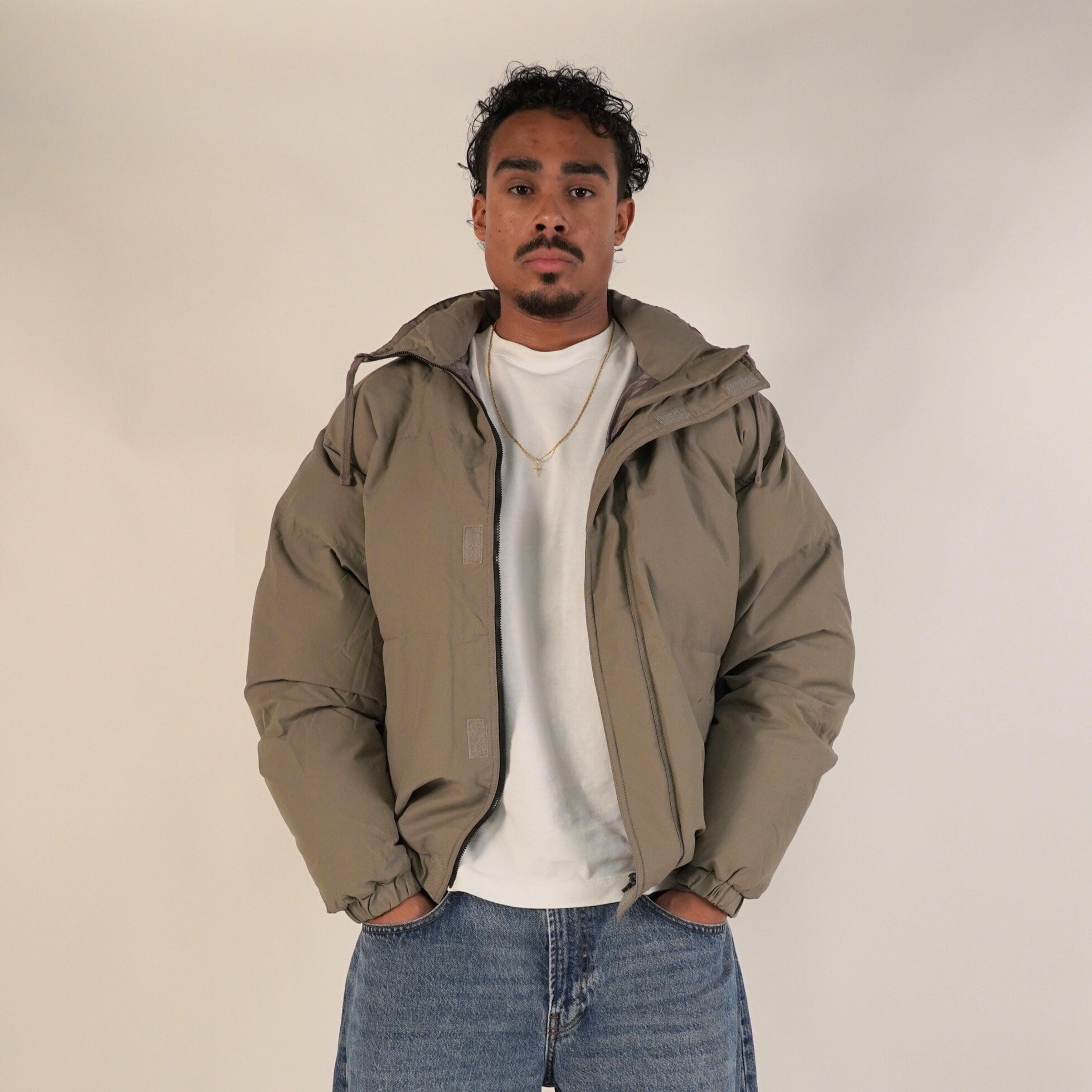Fear of God Essentials FW20 Puffer Jacket Taupe