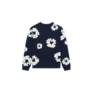 Denim Tears Long Sleeve Cotton Wreath T-shirt Navy