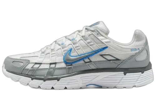 Nike P-6000 White Metallic Silver Blue