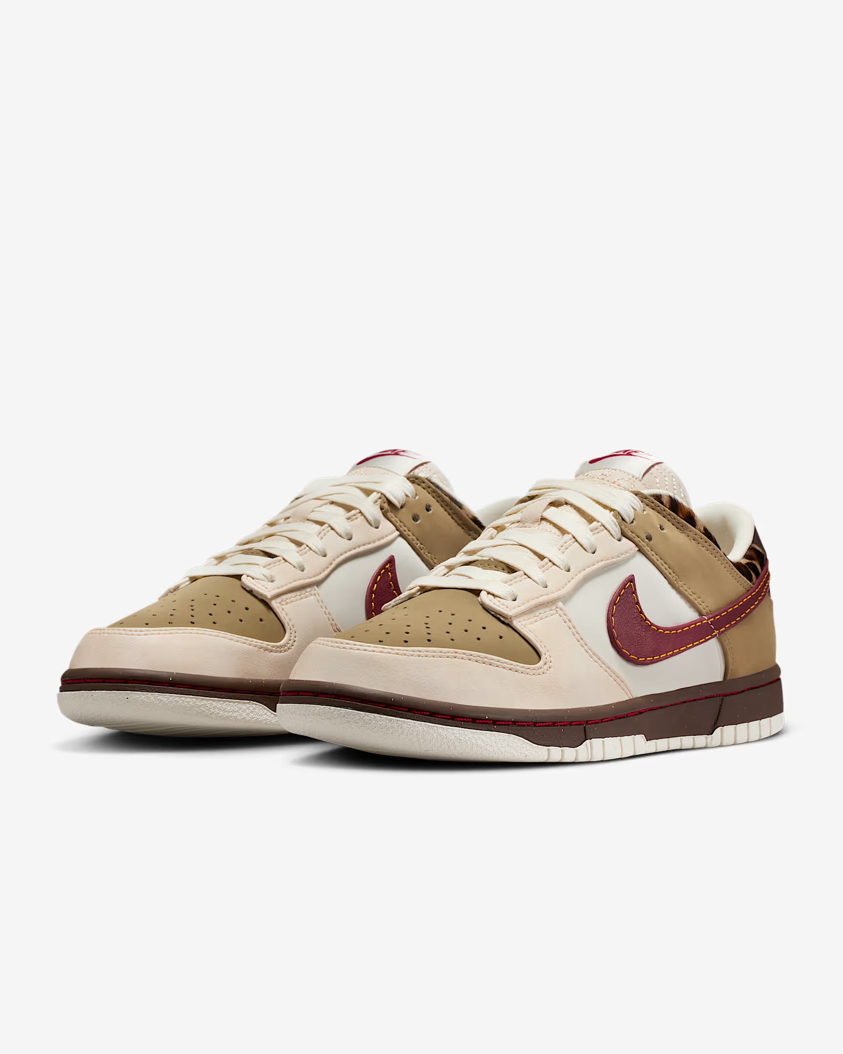 Nike Dunk Low Retro Khaki Team Red Pearl White