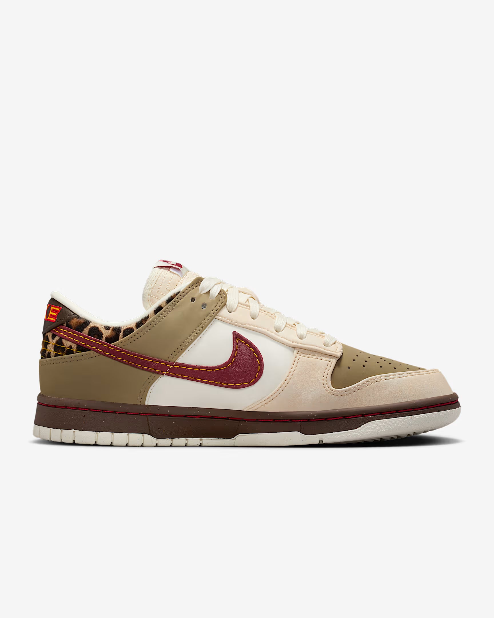 Nike Dunk Low Retro Khaki Team Red Pearl White