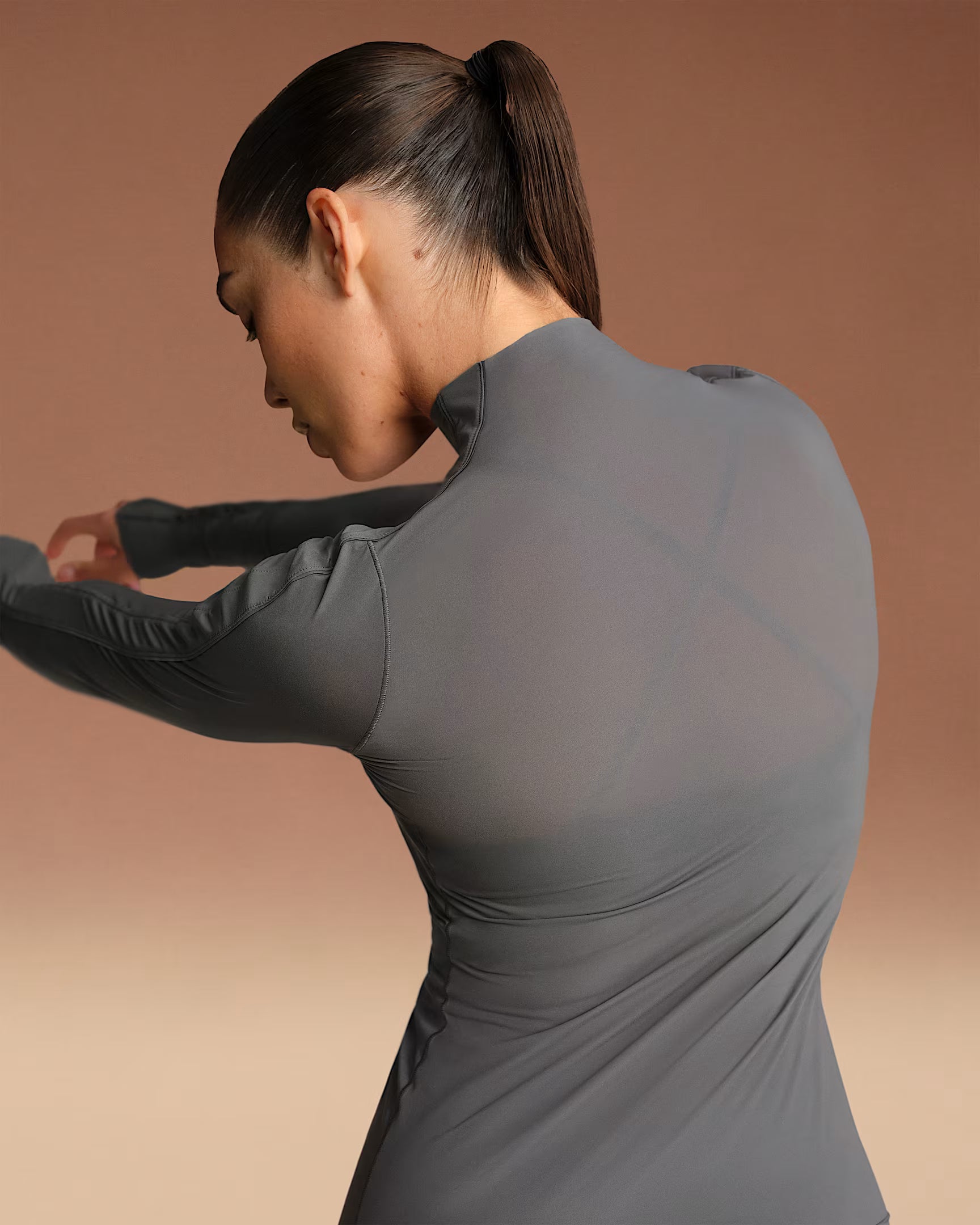 Nike x SKIMS Women's Weightless Layers Mock Neck Long Sleeve Top Lead
