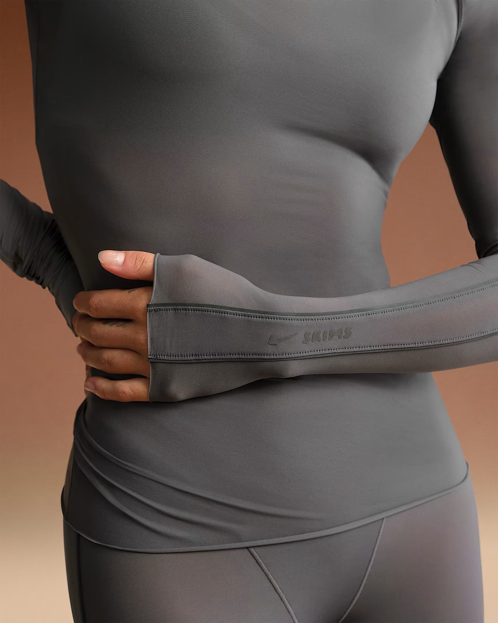 Nike x SKIMS Women's Weightless Layers Mock Neck Long Sleeve Top Lead