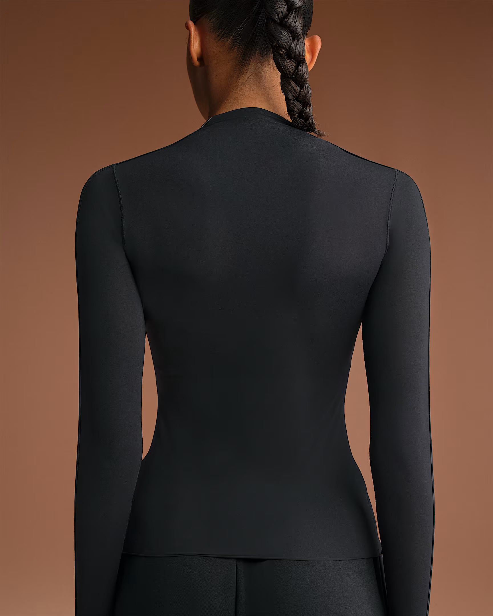 Nike x SKIMS Women's Weightless Layers Mock Neck Long Sleeve Top Obsidian