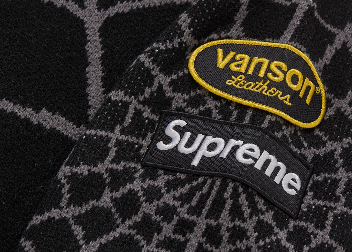Supreme Vanson Leathers Spider-Man Sweater Black