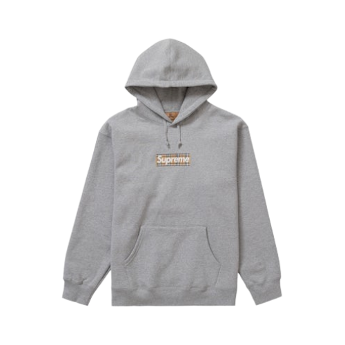 Supreme Burberry Box Logo Hooded Sweatshirt Heather Grey