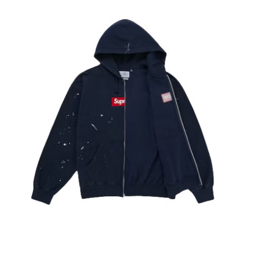 Supreme MM6 Maison Margiela Box Logo Zip Up Hooded Sweatshirt
Navy