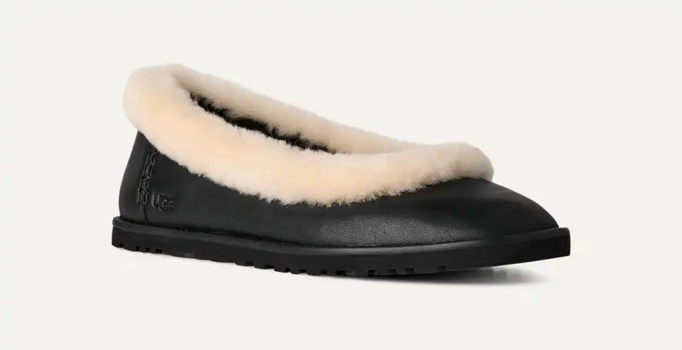 UGG Zora Leather Ballet Flat Black