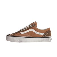 Vans LX Old Skool 36 Pearlized Pack Vintage Cocoa Brown sneaker in brown leather with white side stripe perforated details white laces and rubber sole