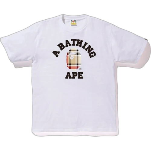 BAPE Check College Tee White/Beige