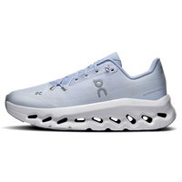 On Running Cloudtilt Marsh Heather sneaker in light gray with breathable mesh upper cushioned midsole and distinctive rocker sole shown in side profile