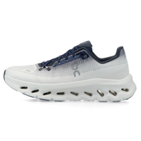 On Running Cloudtilt Midnight Ice (Women's) sneaker in white and navy with a breathable mesh upper cushioned sole and textured outsole