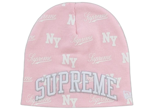 Supreme New Era Monogram Beanie Pink