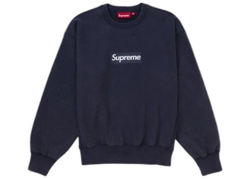 Supreme Washed Box Logo Crewneck Navy