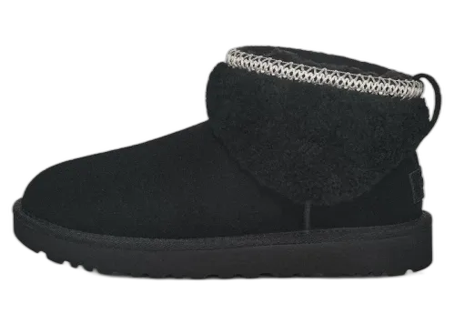 UGG Classic Ultra Mini Maxi Curly Boot Black