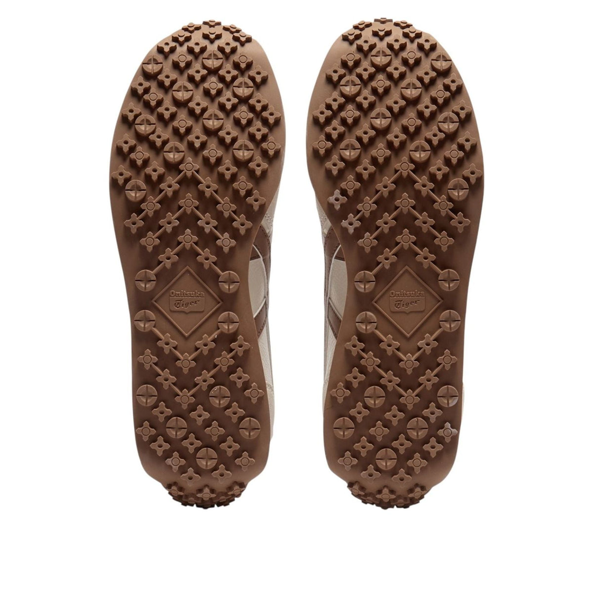 Onitsuka Tiger EDR 78 zooldetail, bruine zool met fijnmazig dambordpatroon