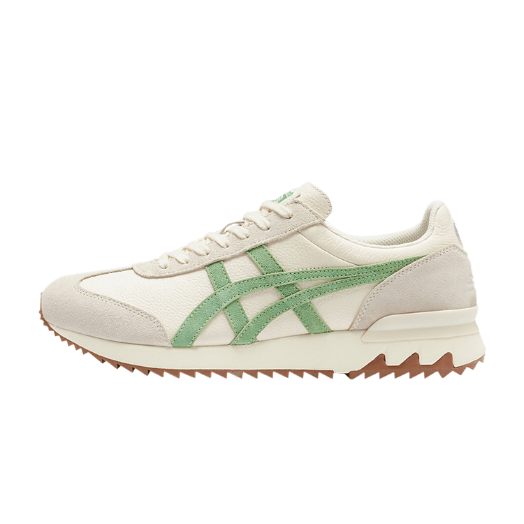 Onitsuka Tiger California 78 EX VIN Birch Verdigris Green, zijaanzicht met crème canvas en groene strepen