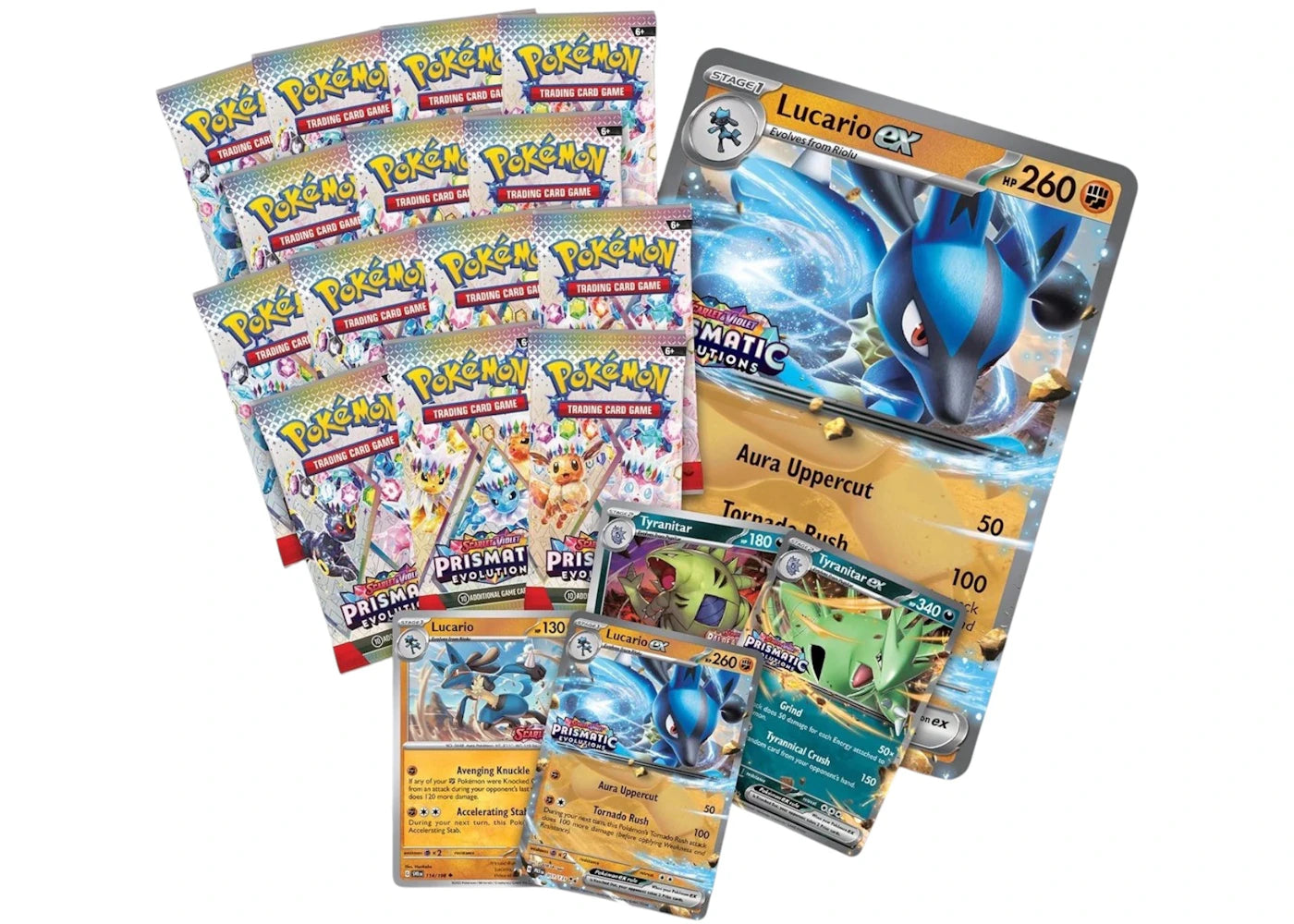 2025 Pokémon Scarlet & Violet Prismatic Evolutions Lucario ex & Tyranitar ex Premium Collection (Sam's Club Exclusive)