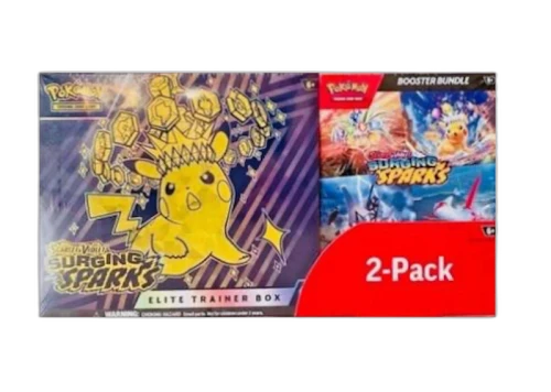 2025 Pokémon Scarlet & Violet Surging Sparks Elite Trainer Box & Booster Bundle Costco 2-Pack