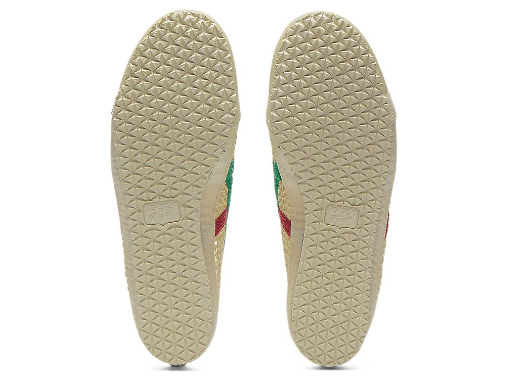 Onitsuka Tiger Mexico 66 Sabot Cream Kale zoolprofiel, getextureerde rubber met driehoekpatroon