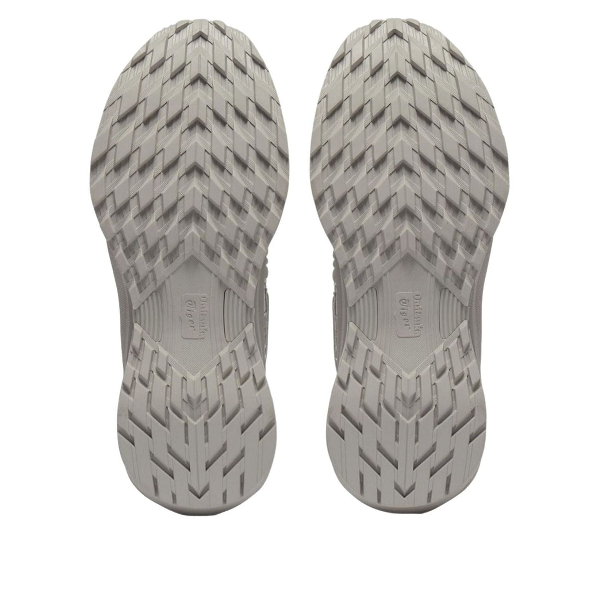 Onitsuka Tiger Tigtrail Oyster Grey, zoolprofiel met chevron-patroon en grip structuur