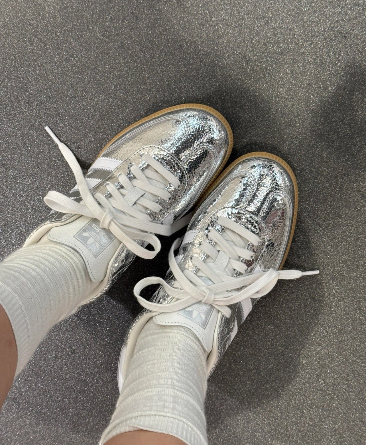 Adidas Samba OG Silver Metallic Cracked Leather