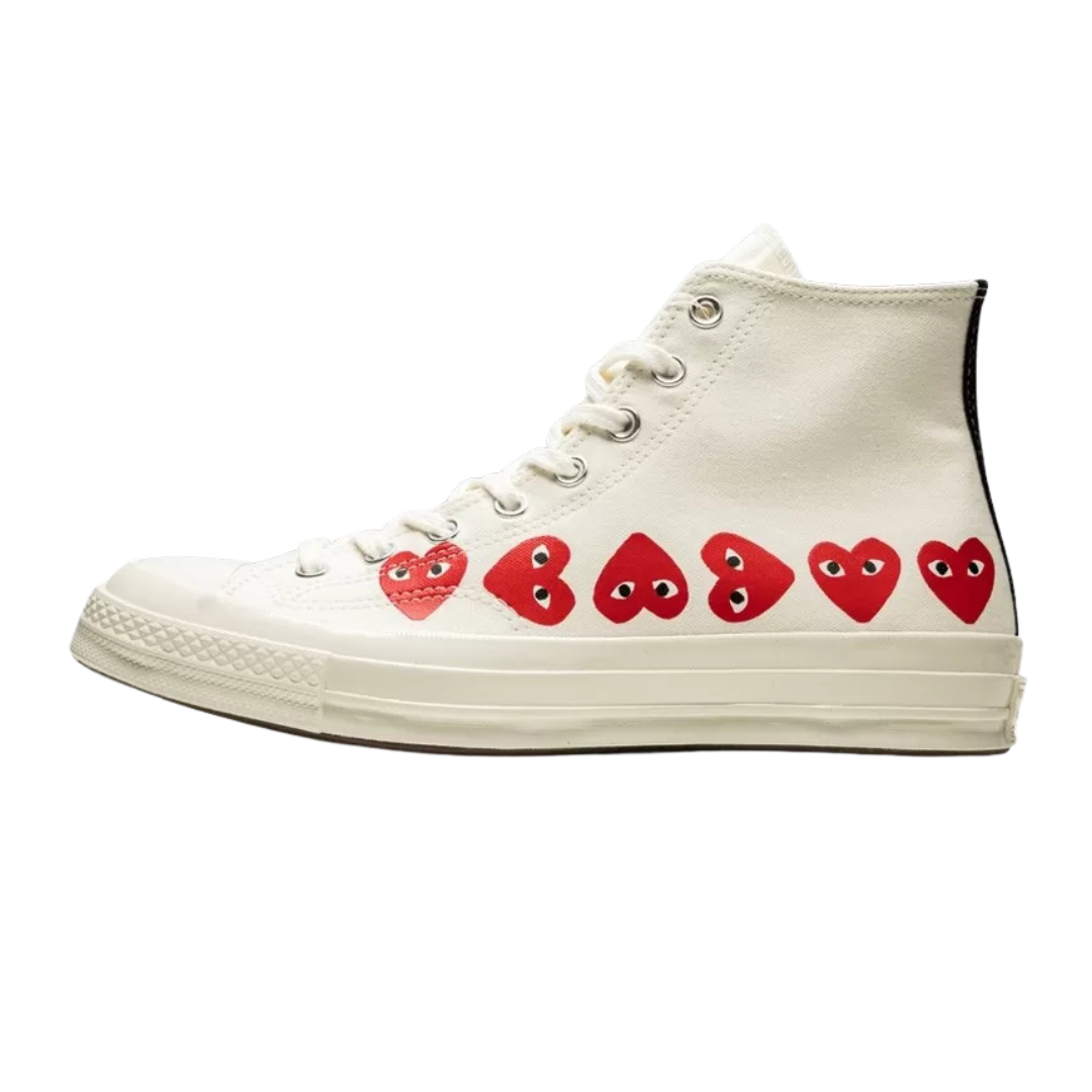 Converse Chuck Taylor All Star 70 Hi Comme des Garcons PLAY Multi-Heart Weiß