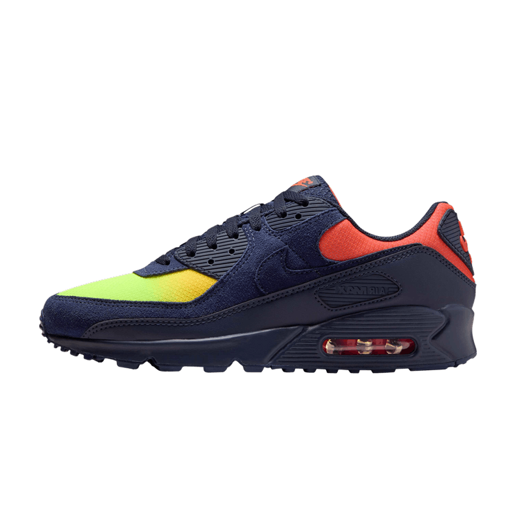 Nike Air Max 90 Blackened Blue Lemon Venom Hyper Crimson Gradient