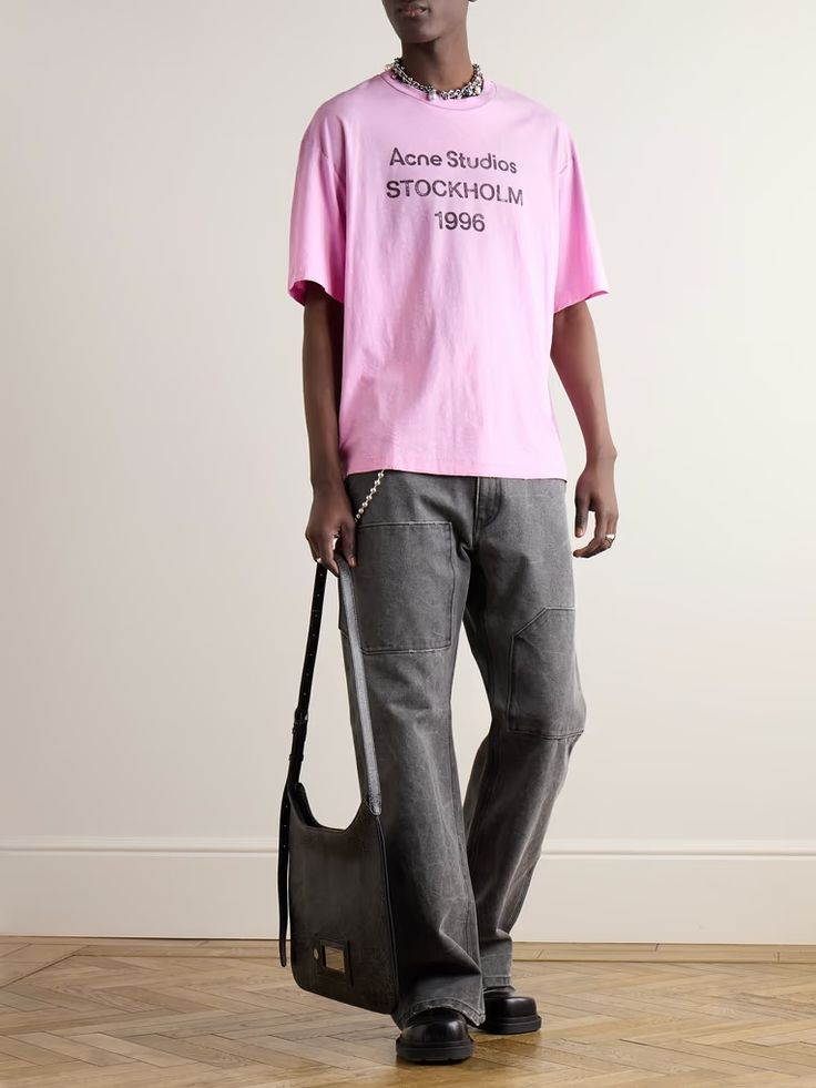 Acne Studios Sprayed Logo Tee Cotton Candy Pink