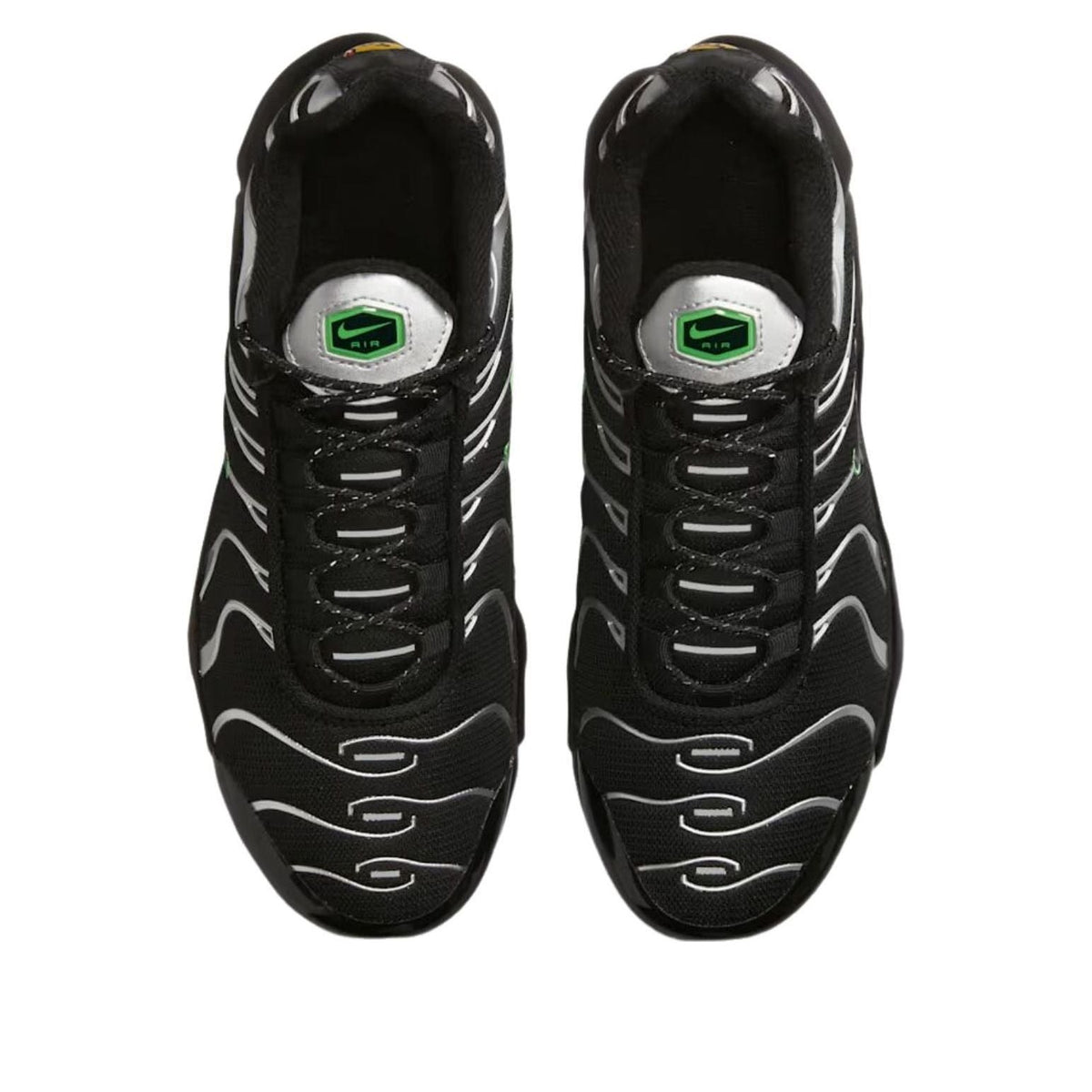 Nike Air Max Plus Black Green Strike Metallic Silver (GS)