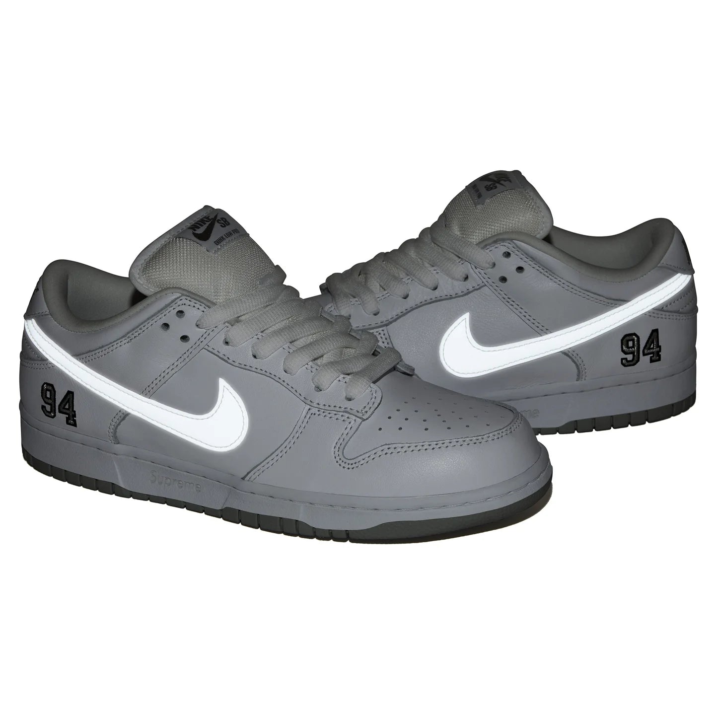 Nike SB Dunk Low Supreme 94 White Metallic Silver