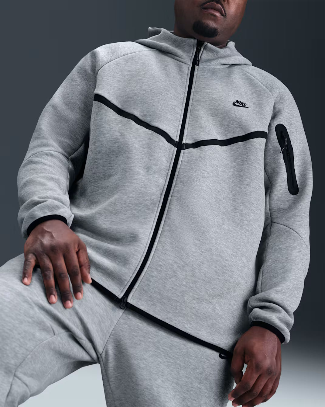 Nike Sportswear Tech Fleece Windrunner Full Zip Hoodie (FW24) Dark Grey Heather/Black