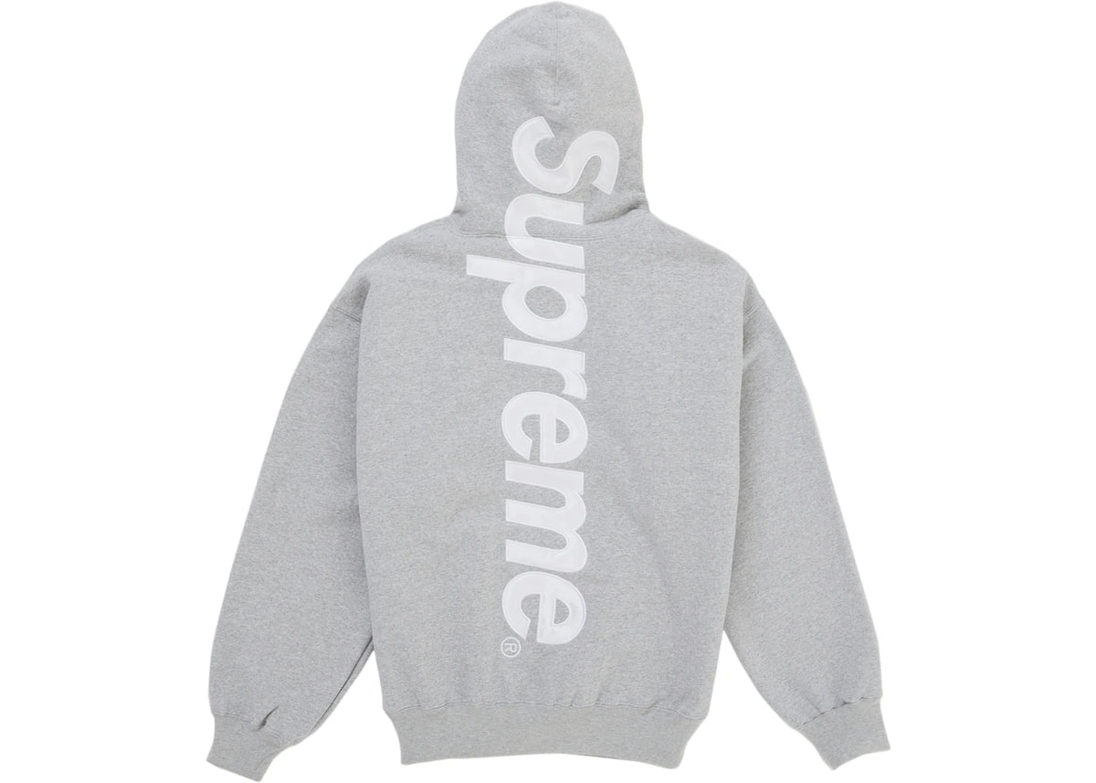 Supreme Satin Applique Hooded Sweatshirt (SS26) Heather Grey