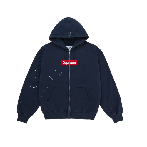 Supreme MM6 Maison Margiela Box Logo Zip Up Hooded Sweatshirt
Navy
