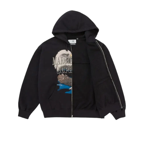 Supreme MM6 Maison Margiela Eagle Zip Up Hooded Sweatshirt
Black 