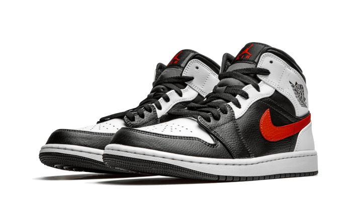 Air Jordan 1 Mid Black Chile Red White - 554724-075 / 554725-075