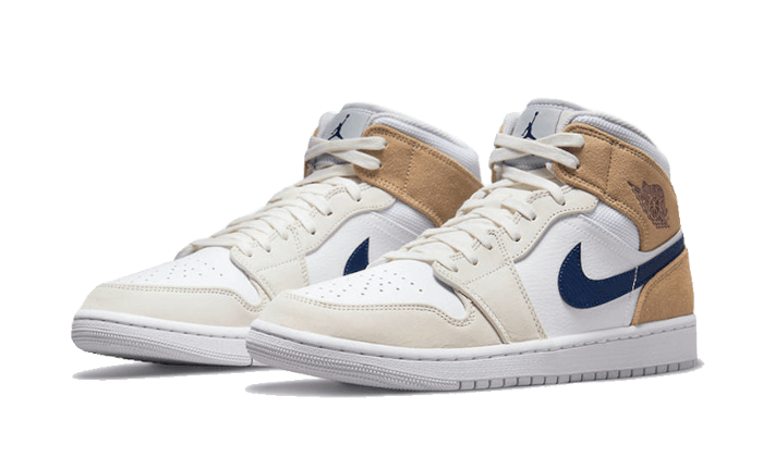 Air Jordan 1 Mid Tan Suede Navy - DO6726-100