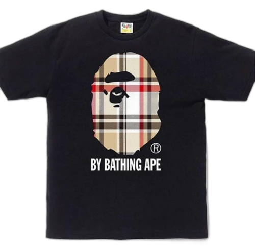 BAPE A Bathing Ape Check by Bathing Tee Black/Beige