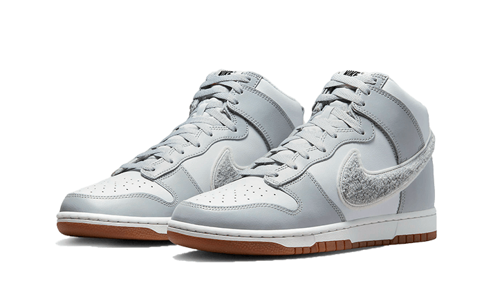 Dunk High Retro Chenille Swoosh White Grey - DR8805-003