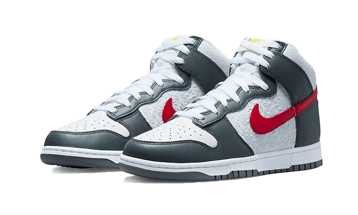 Dunk High Embossed Basketball Grey Red - FD0668-001