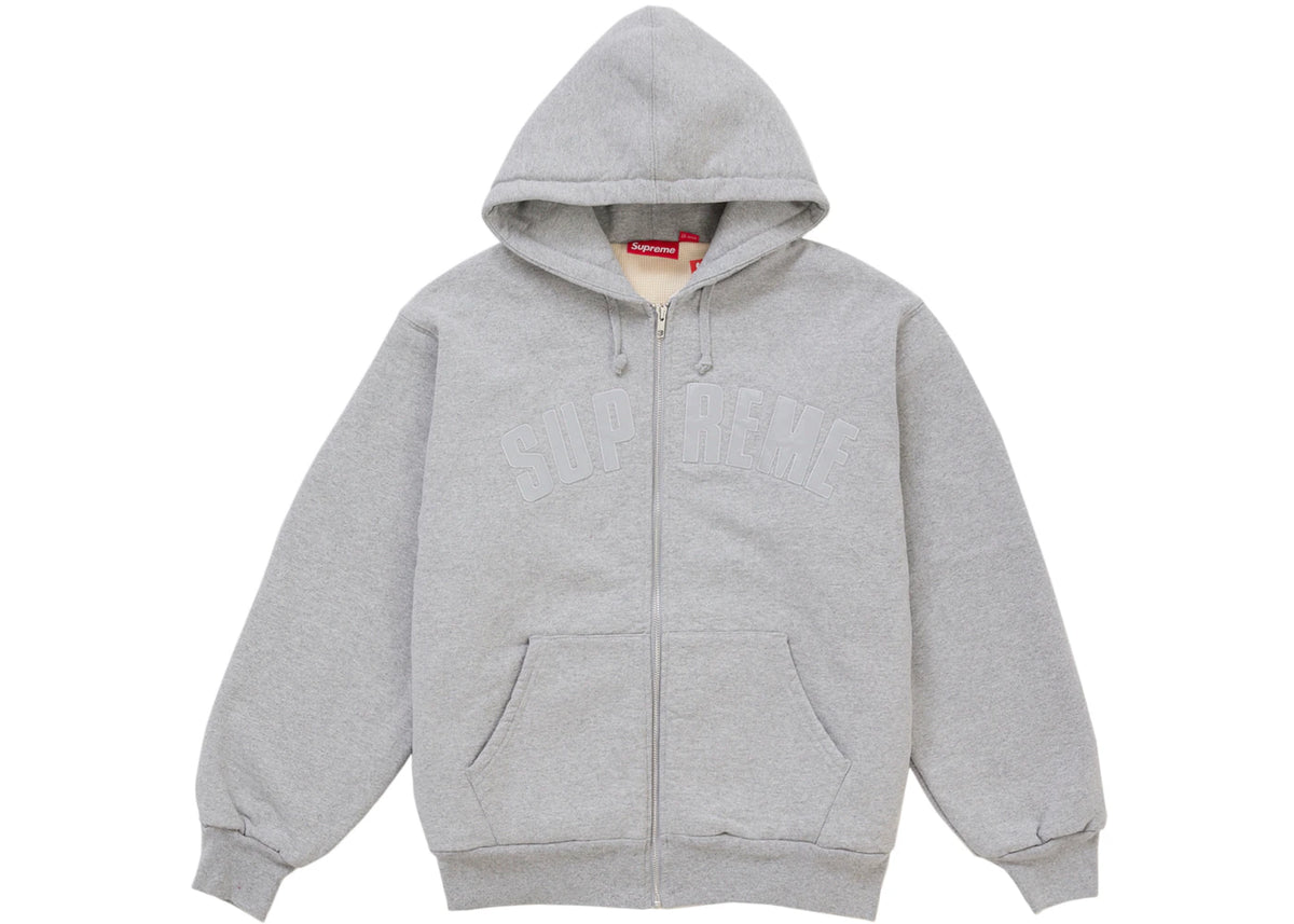 Supreme Arc Thermal Lined Zip Up Hooded Sweatshirt (FW26) Heather Grey
