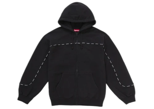 Supreme Piping Zip Up Hooded Sweatshirt Black