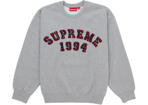 Supreme Plaid Arc Crewneck Heather Grey