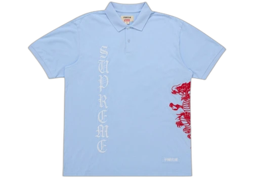 Supreme The Great China Wall Dragon Polo Light Blue